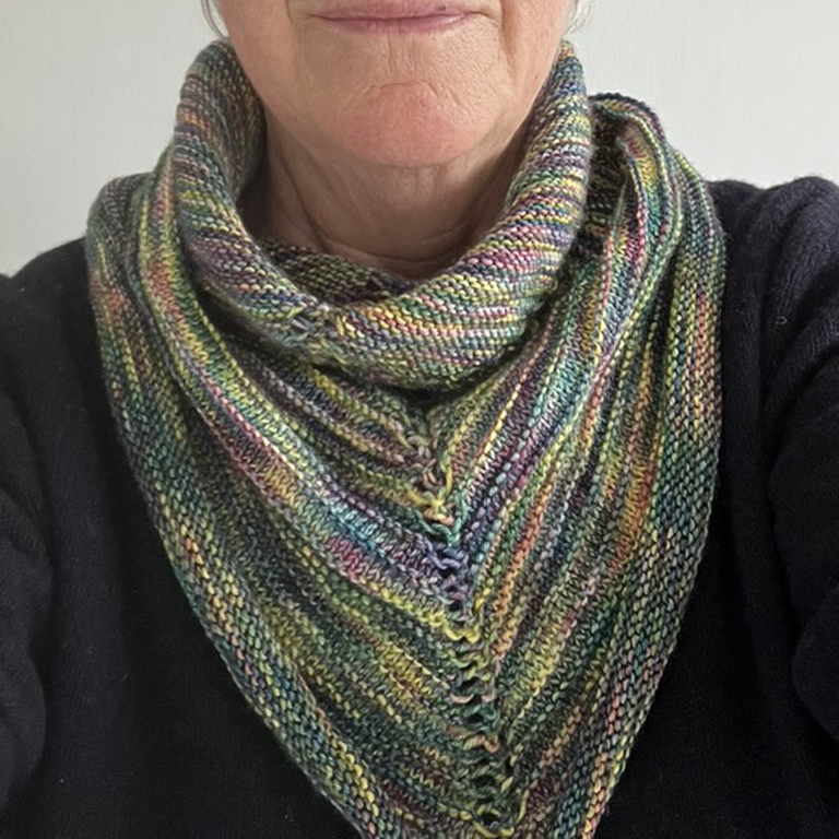 Stripey Triangular Scarf Blues And Greens - Love from Kate